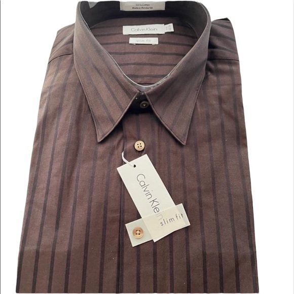 NWT Calvin Kline Mens button down Shirt Slim Fit Size 17.5 - Picture 3 of 4